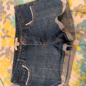 Denim shorts with lace details